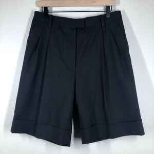 3.1 Phillip Lim Pleated Cuffed Black Bermuda Shorts High Rise Size 6